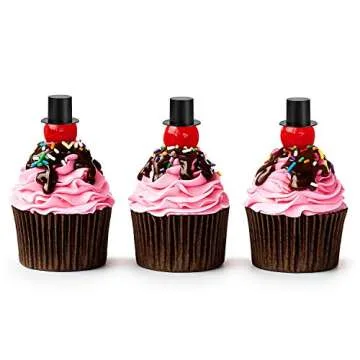 Blulu 50 Pieces Mini Black Top Hats, Plastic Magician Hats for DIY Decoration, Snowman Decorating, Christmas Party, Birthday Party, Wedding, Family Gathering