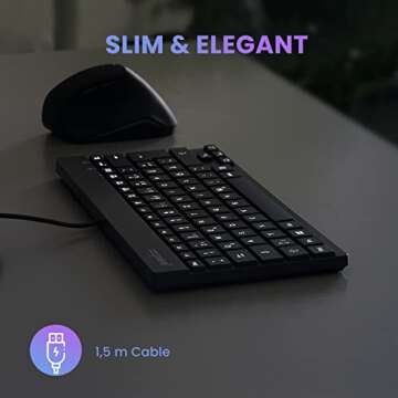 Perixx PERIBOARD-326 Wired Mini Backlit USB Keyboard with Low Profile Keys, US English Layout (11607...