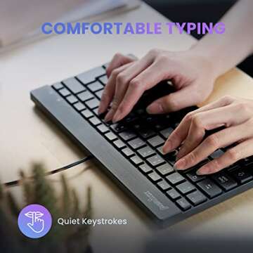 Perixx PERIBOARD-326 Wired Mini Backlit USB Keyboard with Low Profile Keys, US English Layout (11607)