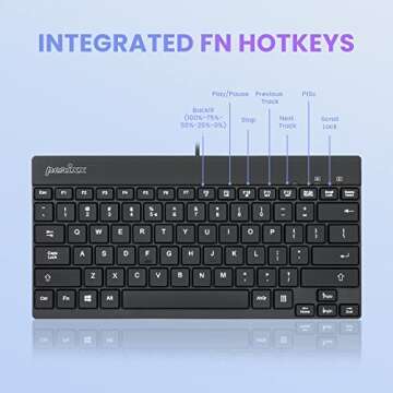 Perixx PERIBOARD-326 Wired Mini Backlit USB Keyboard with Low Profile Keys, US English Layout (11607)