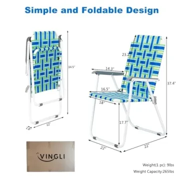 VINGLI Patio Folding Chairs Set of 2 for Outdoor Comfort