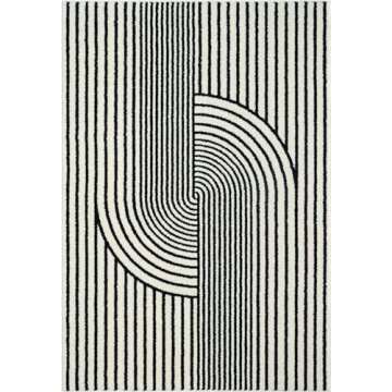 Abani Nuevo Collection Area Rug - Mid-Century Black and White Arch Knot Design - 8' x 10' - for Living Room, Bedroom & Office