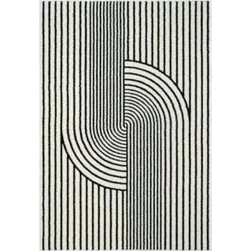 Abani Nuevo Collection Area Rug - Mid-Century Black and White Arch Knot Design - 8' x 10' - for Living Room, Bedroom & Office