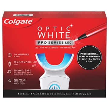 Colgate Optic White Pro Series Whitening Kit, Teeth Whitening Pen and LED Tray, Professional-Level W...