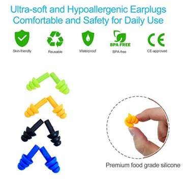 Silicone Ear Plugs for Sleeping,16 Pairs Soft Waterproof Noise Canceling Reduction Earplugs Waterpro...