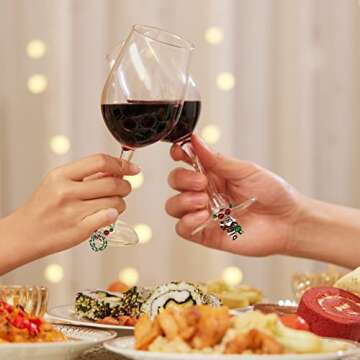 SANHE Christmas Wine Glass Charms Tags, Wine Drinker Gifts, Champagne Cocktail Drink Markers set of ...