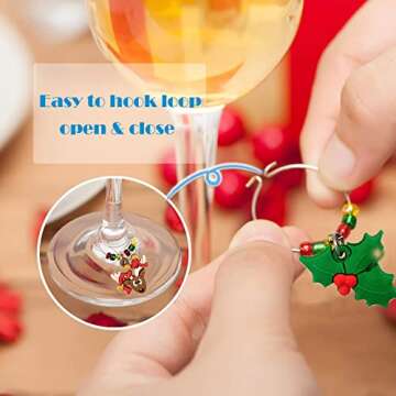 SANHE Christmas Wine Glass Charms Tags, Wine Drinker Gifts, Champagne Cocktail Drink Markers set of 12 in gift box（silver）