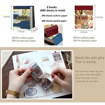 800 Sheets Vintage Scrapbook Paper Mini Antique Decorative Paper,Retro Style Art Craft Diary Journal Embellishment for Writing Drawing Collection Aesthetic Decorative Paper