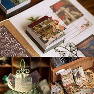 800 Sheets Vintage Scrapbook Paper Mini Antique Decorative Paper,Retro Style Art Craft Diary Journal Embellishment for Writing Drawing Collection Aesthetic Decorative Paper