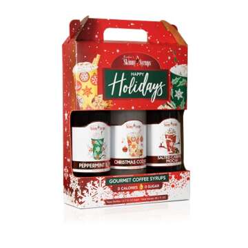 Jordan's Skinny Syrups Happy Holidays Gourmet Coffee Syrup Trio: Peppermint Bark, Christmas Cookie, Salted Caramel Mocha (One bottle of each flavor, 12.7 Oz Each)