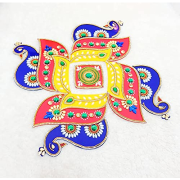 Handmade Peacock Rangoli Indian Decor for Diwali