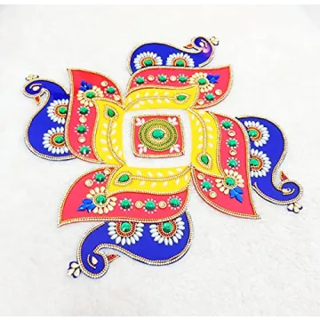 Handmade Peacock Rangoli Indian Decor for Diwali