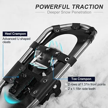 Odoland 4-in-1 Snowshoes with Adjustable Poles and Gear