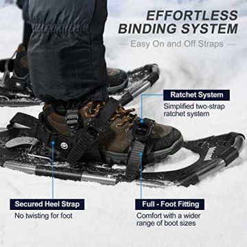 Odoland 4-in-1 Snowshoes with Adjustable Poles and Gear