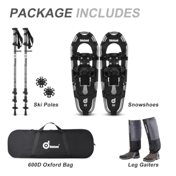 Odoland 4-in-1 Snowshoes with Adjustable Poles and Gear