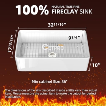 Premium 33 Inch GETPRO Farmhouse Sink for Elegant Kitchens