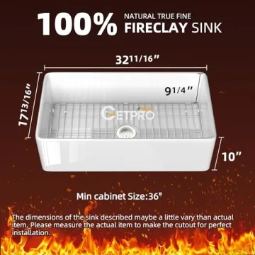 Premium 33 Inch GETPRO Farmhouse Sink for Elegant Kitchens