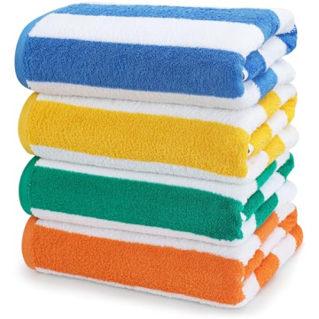 Utopia Towels 4 Pack Cabana Stripe Beach Towels - Soft & Absorbent