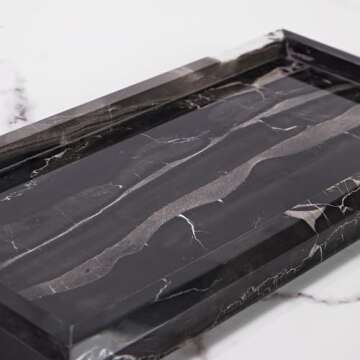 Silver Dragon Marble Vanity Tray for Home Decor Organization