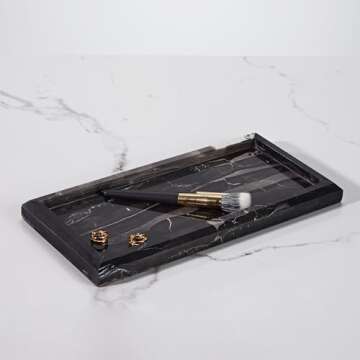 Silver Dragon Marble Vanity Tray for Home Decor Organization