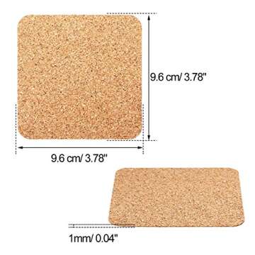 60 Pieces Self Adhesive Cork Coasters Squares/Round 4 x 4 Cork Mats Backing Sheets for DIY Coasters ...