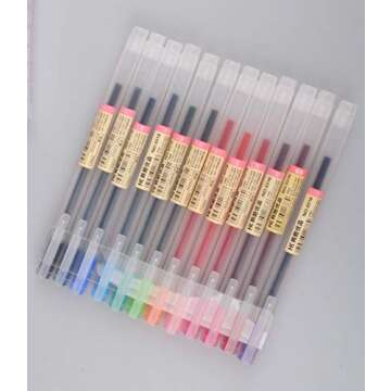 bouti1583 Gel Pens [0.5mm] 12 Colors Pack Ink Ball Point Pen For Office School Stationery Supply