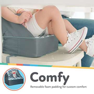 Nuby Easy Go Booster Seat - Travel Booster Seat for Babies and Toddlers - Holds Up To 50 Pounds - 9+ Months - Blue