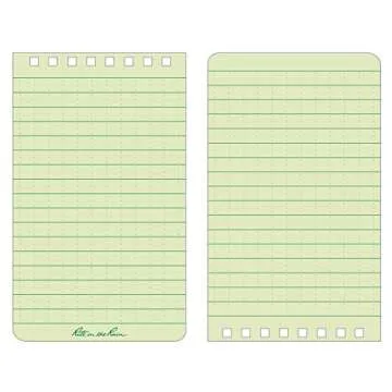 Rite in the Rain Weatherproof Top Spiral Notebook, 3" x 5", Green Cover, Universal Pattern, 3 Pack (No. 935-3)