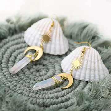 Sacina Gothic Boho Celestial Sun and Moon Earrings, Crescent Moon Star Pendant, Boho Jewelry, Christmas Gift for Women