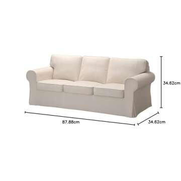 Replacement Cover for IKEA Ektorp 3-seat Sofa without Chaise , Lofallet Beige (does NOT fit Ektorp 3.5-seat Sofa)