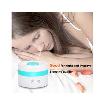 Actpe Portable Travel-Size USB 100ml Aroma Essential Oil Diffuser Ultrasonic Air Humidifier Ultrasonic Cool Mist for Car Bedroom Baby Kids Home Office Spa