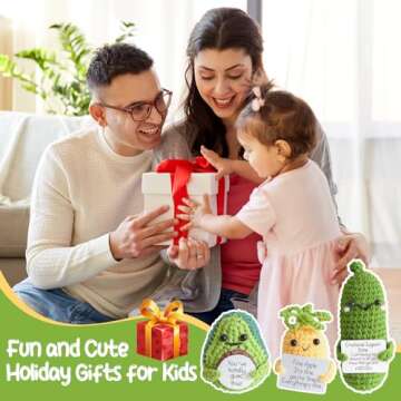 Urbun 3PCS Handmade Emotional Support Crochet Gift, Cute Cucumber Knitting Doll, Funny Reduce Pressure Gift, Creative Crochet Doll Encouragement Ornament with Positive Affirmation Card