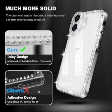 Bonitec Bling Clear Case for iPhone 16 Plus - Stylish & Protective