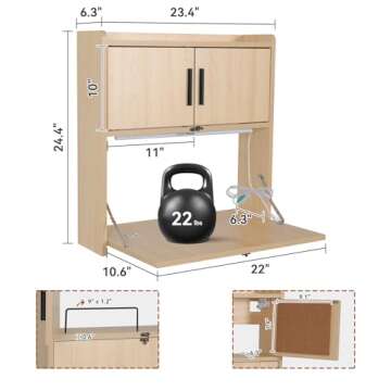 Compact Wall Mounted Desk with LED Light for Home