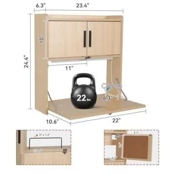 Compact Wall Mounted Desk with LED Light for Home