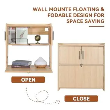 Compact Wall Mounted Desk with LED Light for Home