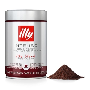 Illy Intenso Ground Espresso Coffee, Bold Roast, Intense, Robust And Full Flavored With Notes Of Dee...