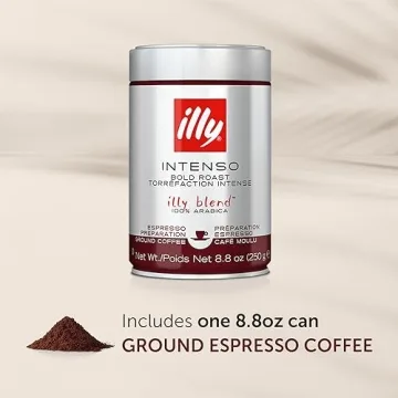 Illy Intenso Ground Espresso Coffee, Bold Roast, Intense, Robust And Full Flavored With Notes Of Deep Cocoa, 100% Arabica Coffee, No Preservatives, 8.8 Ounce (Pack Of 1)