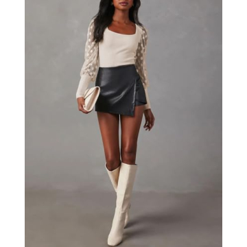 Miduo Women's Slim Fit Polka Dot Lace Knit Top Spring 2024