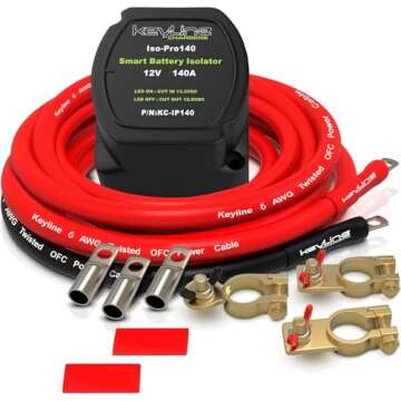 Dual Battery Isolator Kit, 140 Amp 12v Voltage Sensitive Relay (VSR), Automatic Disconnect Switch | Cars, RV, UTV, ATV, Marine Switches for Bateries by KeyLine Chargers