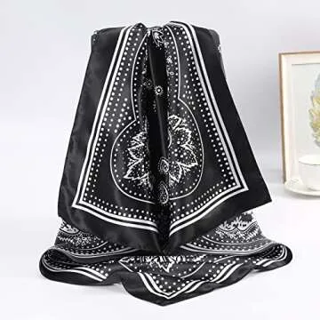 AWAYTR 4PCS Satin Square Head Scarves for Women