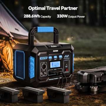 Ruko R299 Portable Power Station 330W, 288.6Wh 9-Port Portable Generator with Flashlight, Wireless C...