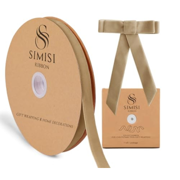 Khaki Velvet Ribbon 5/8'' 25 Yards - Luxurious Gift Wrap & Decor