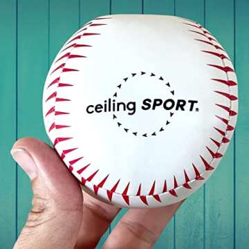 Ceiling Strike: Indoor Easy Catch Ceiling Baseball Kids Toy Game Training Equipment - Includes Soft Backboard/Net/Mitt and Two Mini Plush Baseballs (Gift Set)
