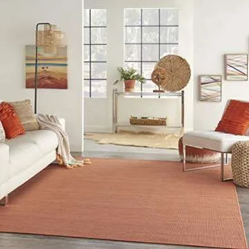 Nourison Positano Indoor-Outdoor Terracotta 5' x 7' Area Rug, Easy Cleaning, Non Shedding, Bed Room, Living Room, Dining Room, Backyard, Deck, Patio (5x7)