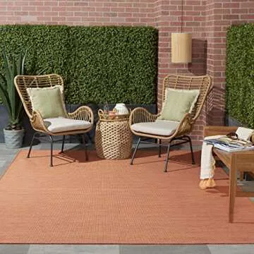 Nourison Positano Indoor-Outdoor Terracotta 5' x 7' Area Rug, Easy Cleaning, Non Shedding, Bed Room, Living Room, Dining Room, Backyard, Deck, Patio (5x7)