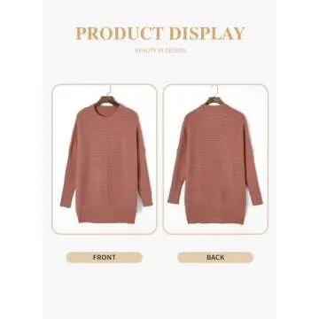 Eytino Womens Plus Size 2024 Casual Long Sleeve Crewneck Split Hem Oversized Knit Tunic Pullover Sweater Tops,1X Rose Tan