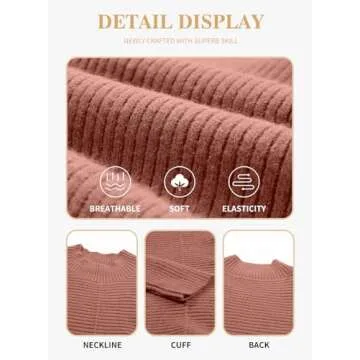 Eytino Womens Plus Size 2024 Casual Long Sleeve Crewneck Split Hem Oversized Knit Tunic Pullover Sweater Tops,1X Rose Tan