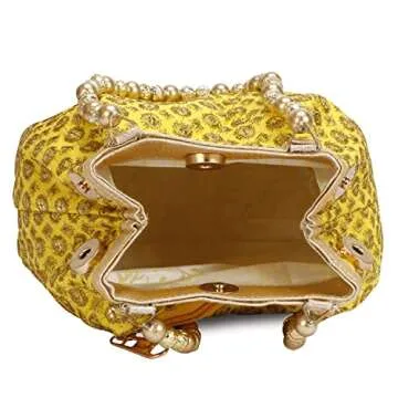 Elegant Yellow Potli Bag for Weddings and Parties