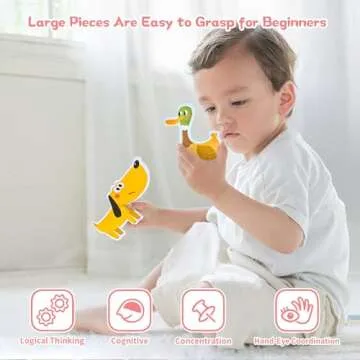 TOI Large Piece Toddler Puzzles for 2-4 Years Old, 4 Packs Beginner Puzzles for Toddlers, Kids Big Shape Preschool Learning Puzzle for Boys Girls Gift, Farm Animals